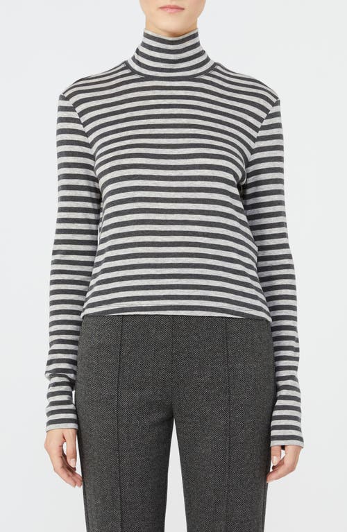 Mm By Max Mara Blasy Stripe Mock Neck Top In Black