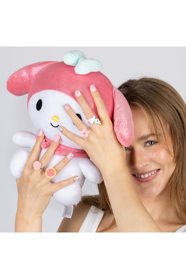 My Melody 3D Luxury Handmade Press-On Nails - 24-Piece Kit, Alternate, color, Baby Pink, Silver