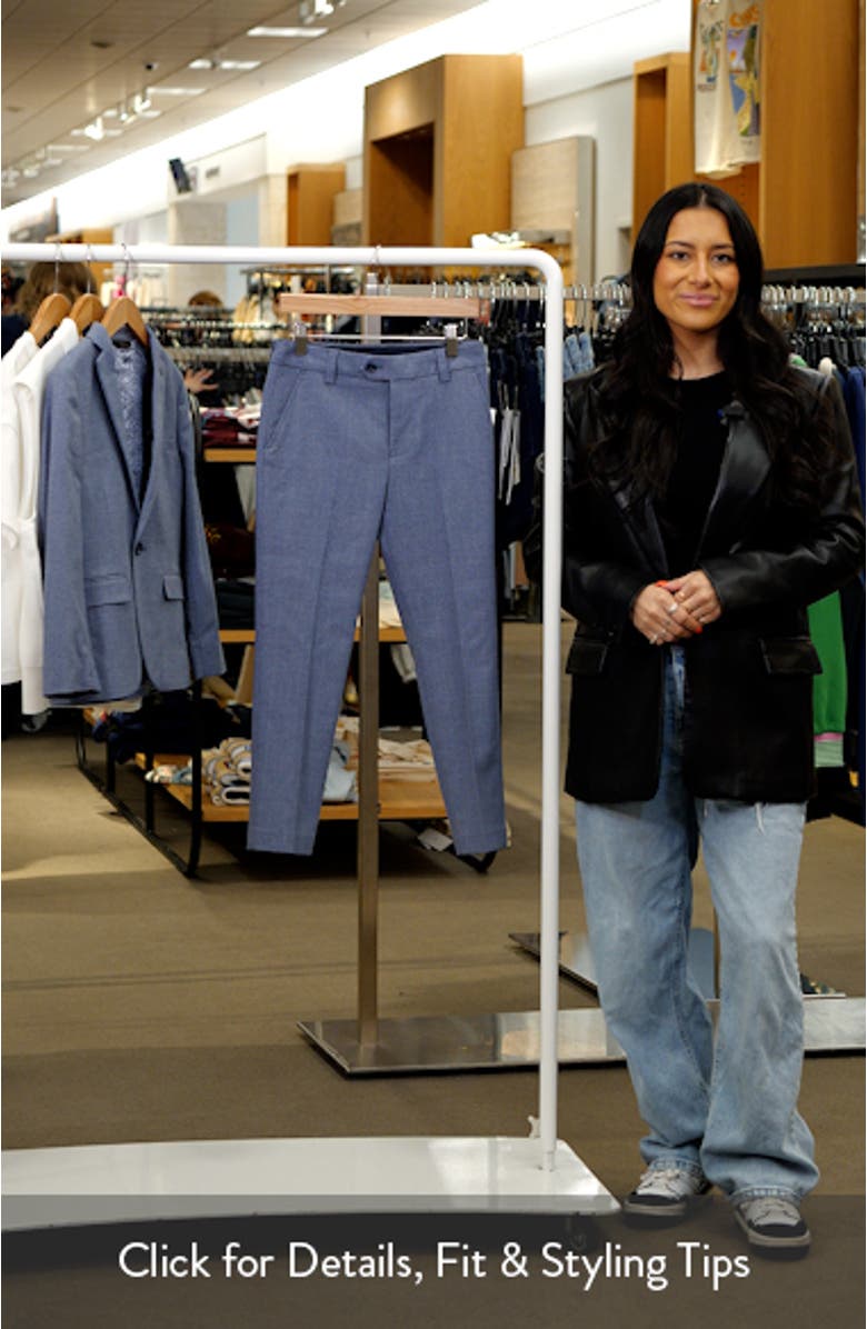 Kids
 Skinny Fit Flat Front Textured Blue Dress Pants, sales video thumbnail