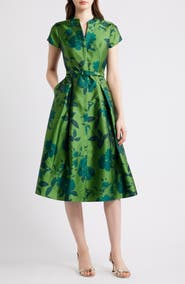 SACHIN BABI Martine Floral Mikado Cocktail Midi Dress