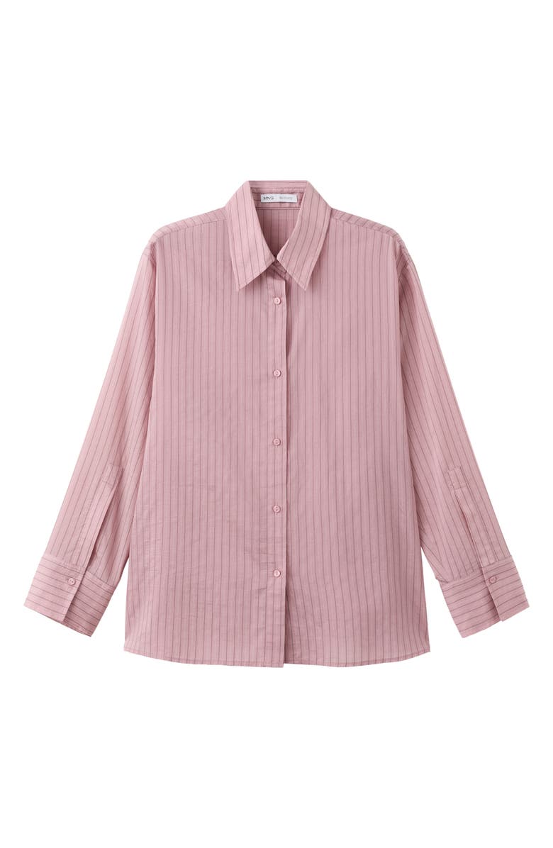 MANGO Stripe Button-Up Shirt, Alternate, color, Pastel Pink
