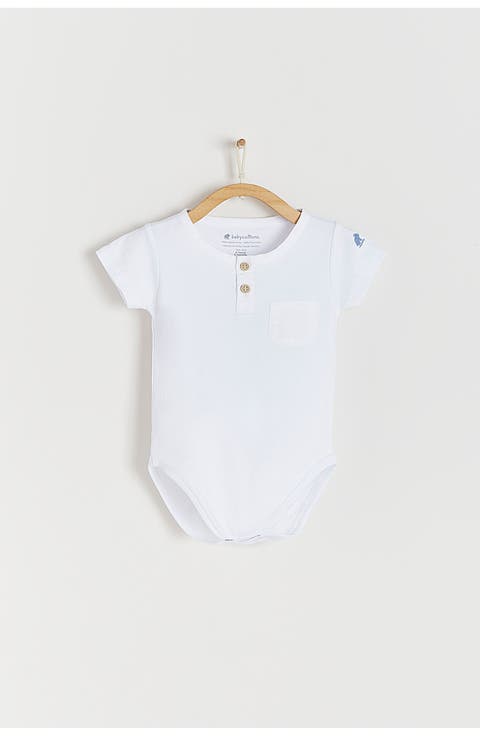 Premium Peruvian Pima Cotton Essentials Mandarin Collar Bodysuit for Infant