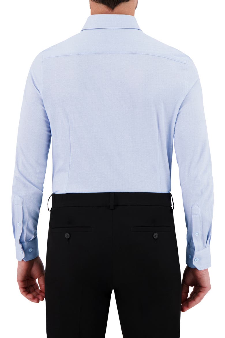 Modern Fit Herringbone Print Comfort Stretch Knit Dress Shirt, Alternate, color, LIGHT BLUE