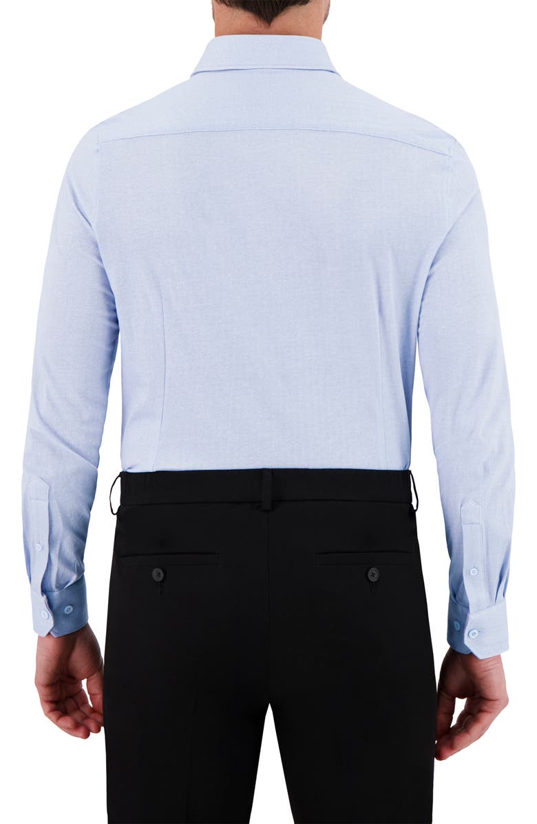 Victor Emmanuel Modern Fit Herringbone Print Comfort Stretch Knit Dress Shirt, Alternate, color, Light Blue