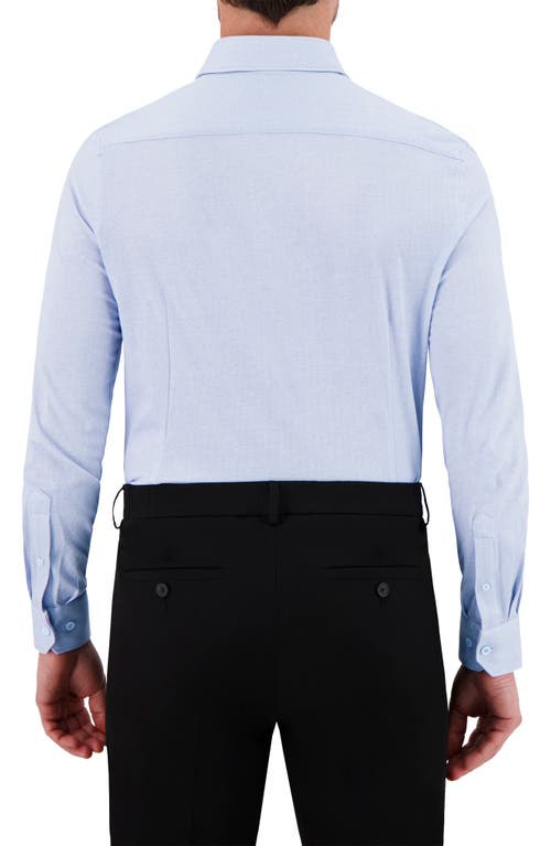 Victor Emmanuel Modern Fit Herringbone Print Comfort Stretch Knit Dress Shirt In Light Blue