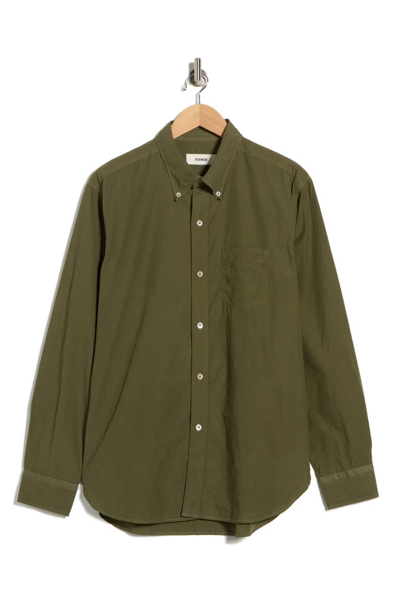 BUCK MASON Skyline Poplin Cotton Button-Down Shirt, Alternate, color, Dark Olive