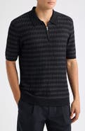 Wax London Bury Ribbed Cashmere Blend Zip Polo