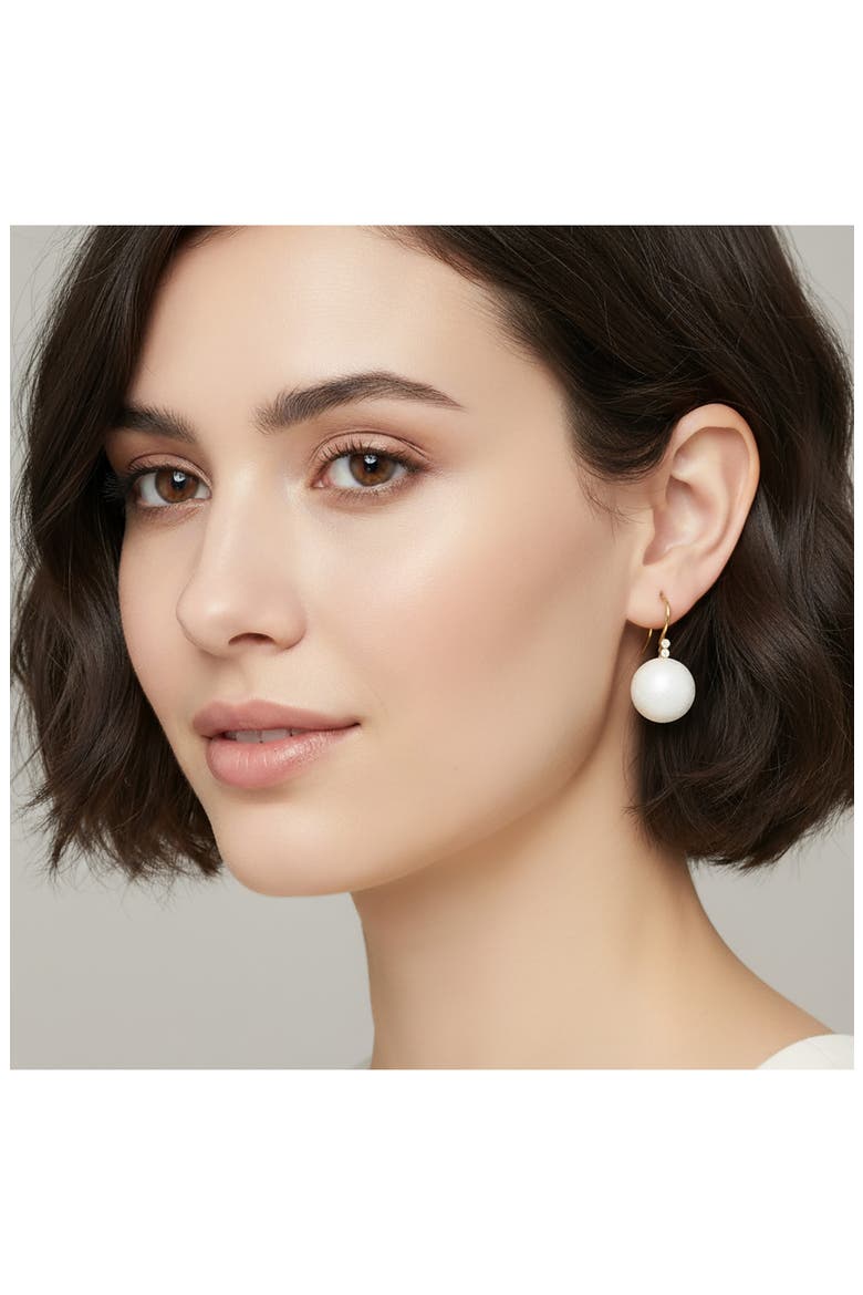 Faux Pearl & Cubic Zirconia Drop Earrings, Alternate, color, PEARL