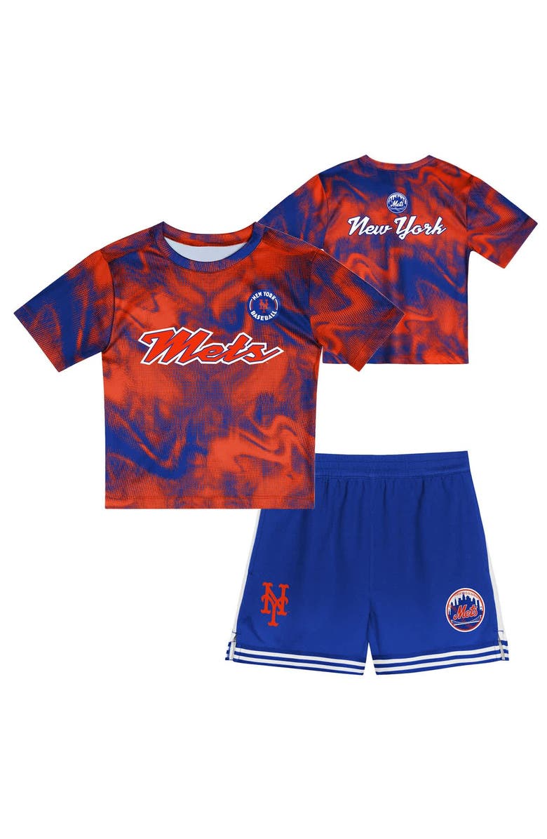 Outerstuff Toddler Orange/Royal New York Mets Pinch Hitter Infielder T-Shirt and Shorts Set, Alternate, color, 