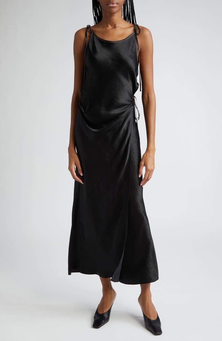 Acne Studios Dayla Textured Satin Dress, Main, color, 