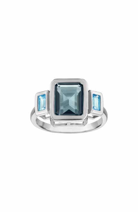 London Sky Blue Baguette Ring