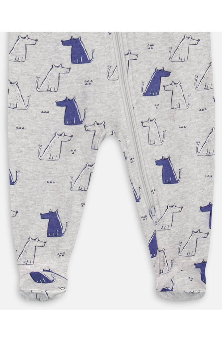 Deux par Deux Baby Boy's Organic Cotton One Piece Pajama Grey Mix Printed Dogs, Alternate, color, 