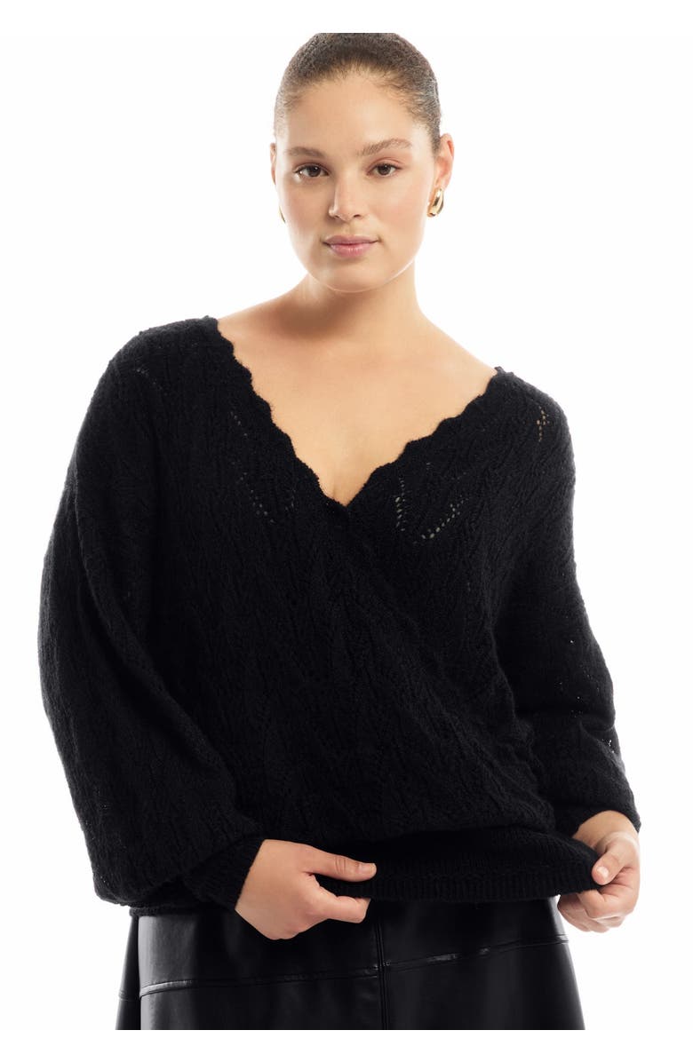 June + Vie Cropped Boat Neck Sweater, Alternate, color, Black Onyx