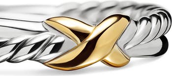 Petite X Ring in Sterling Silver with 18K Yellow Gold