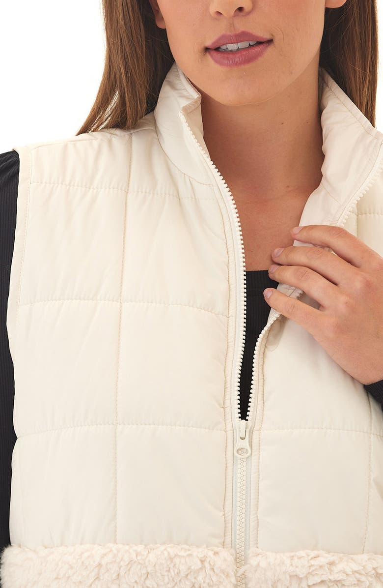 Threads 4 Thought Janey Faux Shearling Mixed Media Puffer Vest, Alternate, color, Tapioca