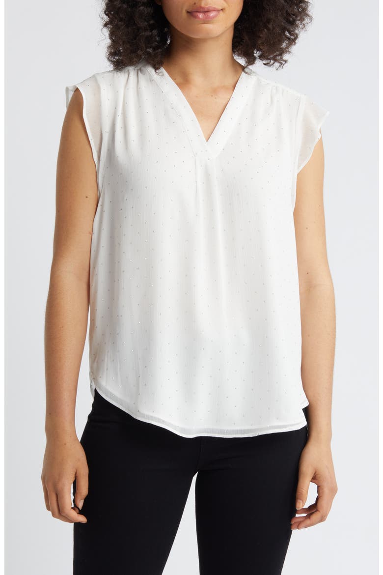 Beaded Cap Sleeve Top, Main, color, NEW IVORY
