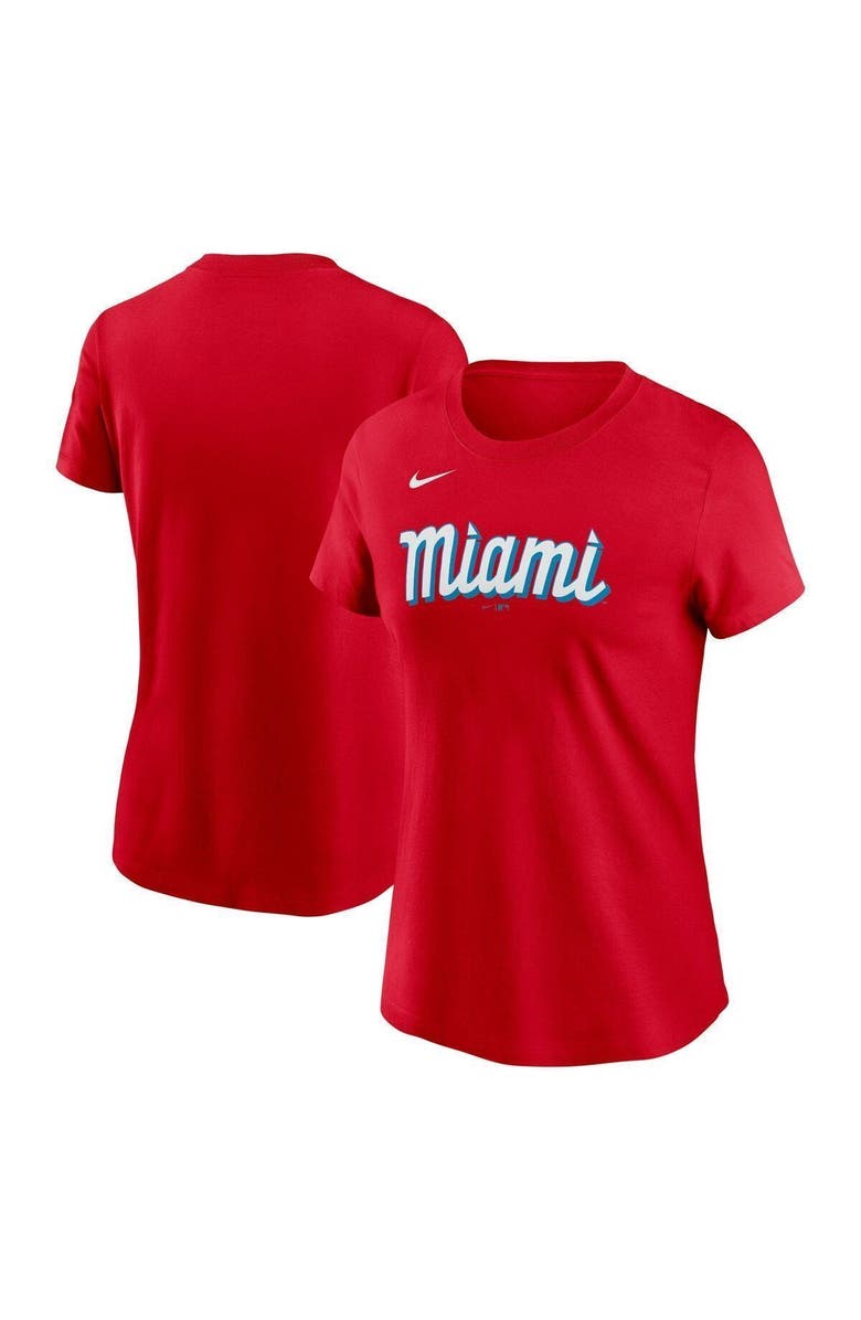 Nike Women's Nike Red Miami Marlins City Connect Wordmark T-Shirt, Main, color,