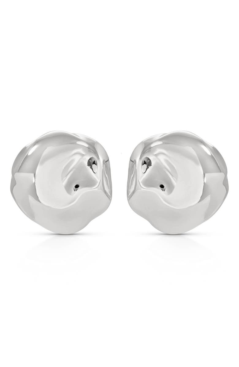 Ettika Molten Spheres Large Stud Earrings, Alternate, color, Silver