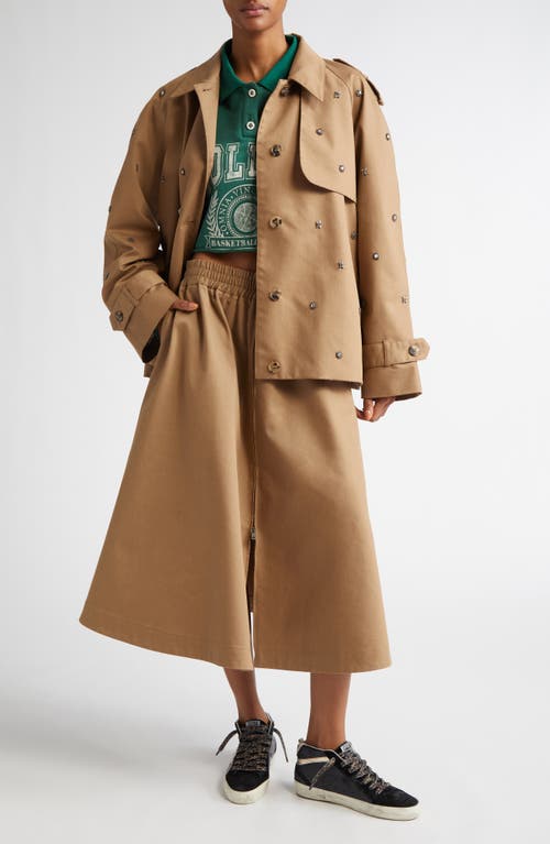 Golden Goose Midi Circle Skirt In Khaki Beige