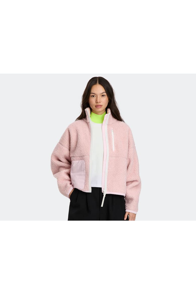 Simcoe Zip Up Fleece Jacket White Disc, Main, color, Bloom Pink