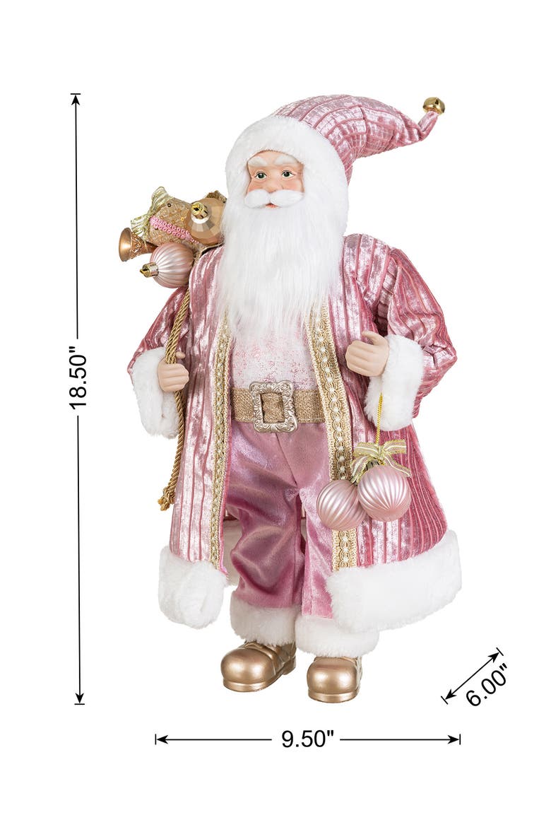 18"H Faux Fur Christmas Deluxe Santa Figurine, Alternate, color, Pink