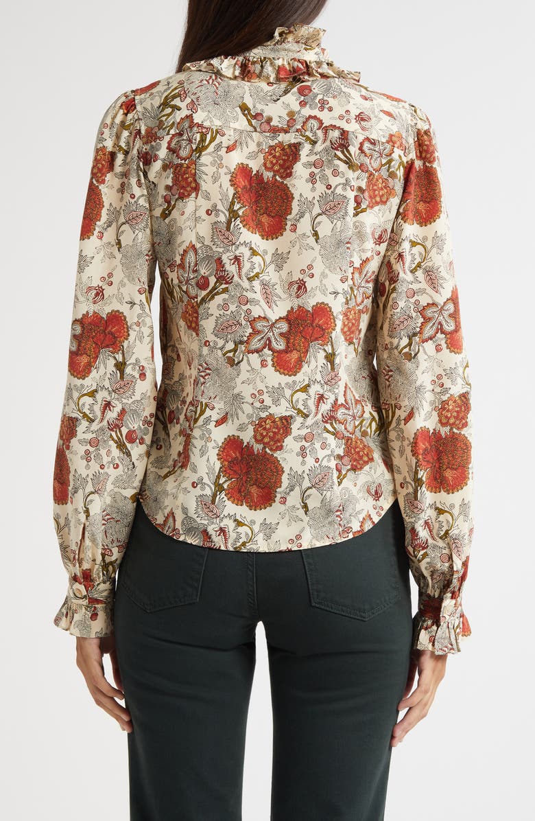 Ulla Johnson Catroux Ruffle Silk Button-Up Shirt, Alternate, color, Winter Garden