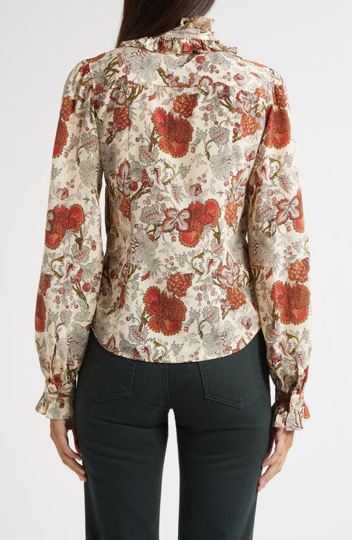 Ulla Johnson Catroux Pussy-bow Floral-print Silk-satin Blouse In Neutral