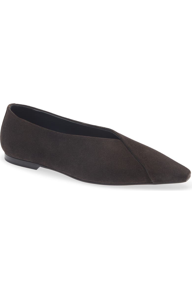 Brunello Cucinelli Suede Wrap Flat, Main, color, Pepper