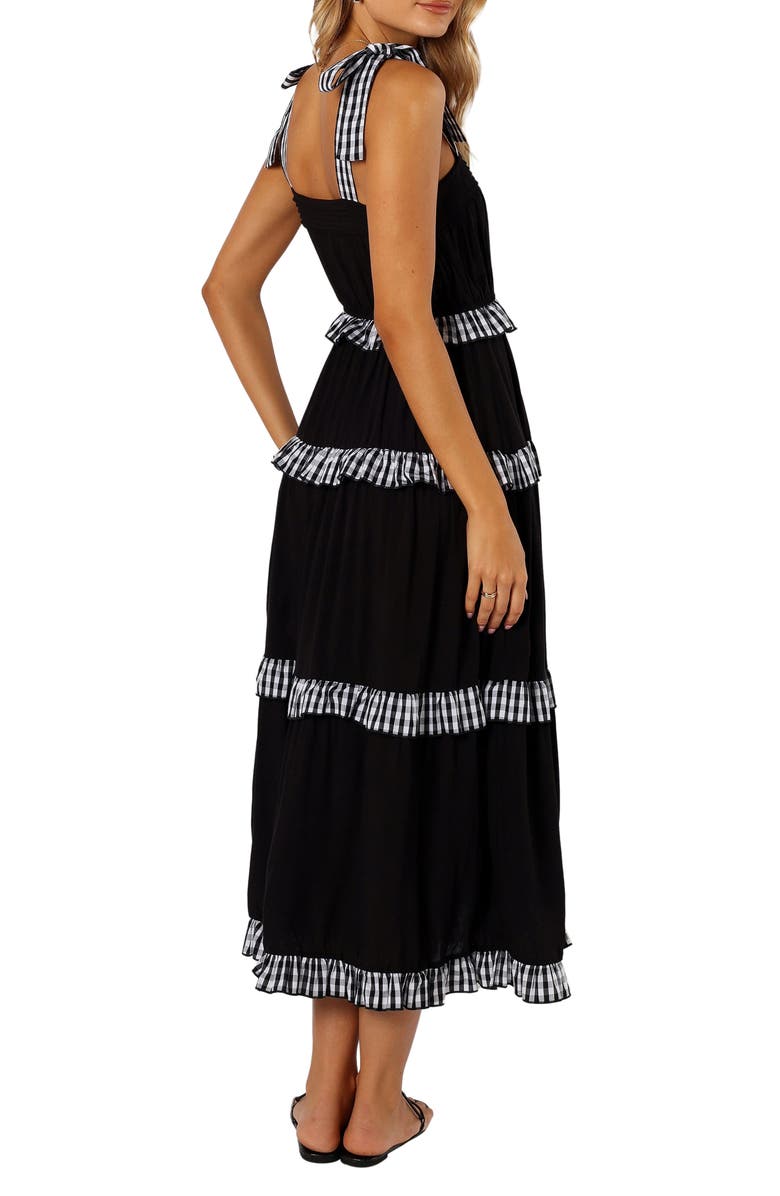 Petal & Pup Chantry Check Ruffle Tie Strap Maxi Dress, Alternate, color,