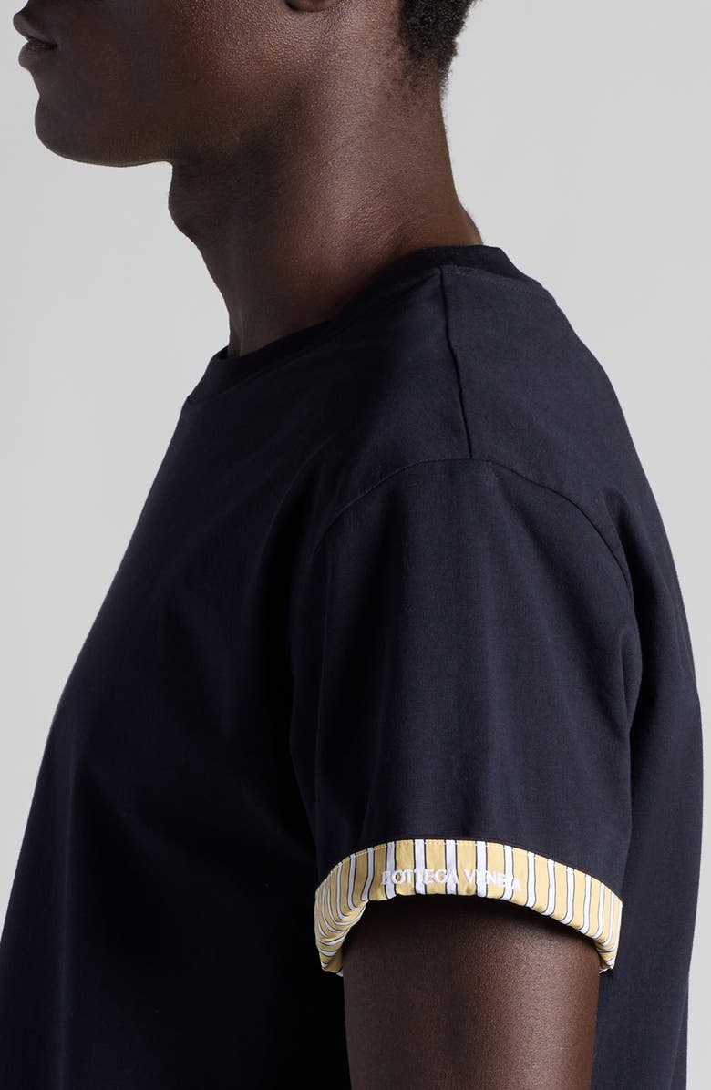 Bottega Veneta Contrast Lined Sleeve Cotton Jersey T-Shirt, Alternate, color,