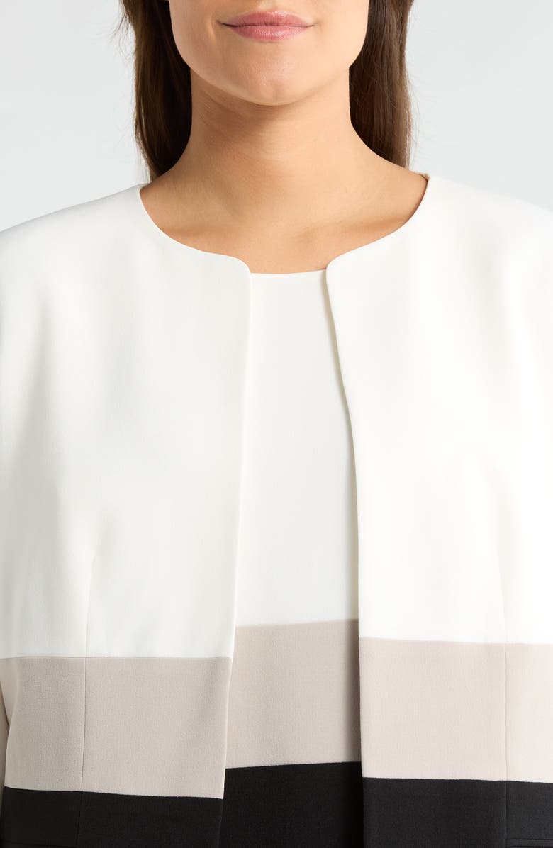 KASPER Colorblock Open Front Cardigan Jacket, Alternate, color, Vanilla Ice Multi