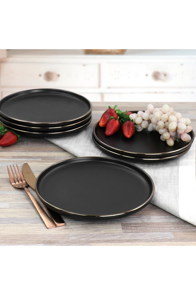 Paul 6 Piece Stoneware Salad Plate Set, Alternate, color, Black