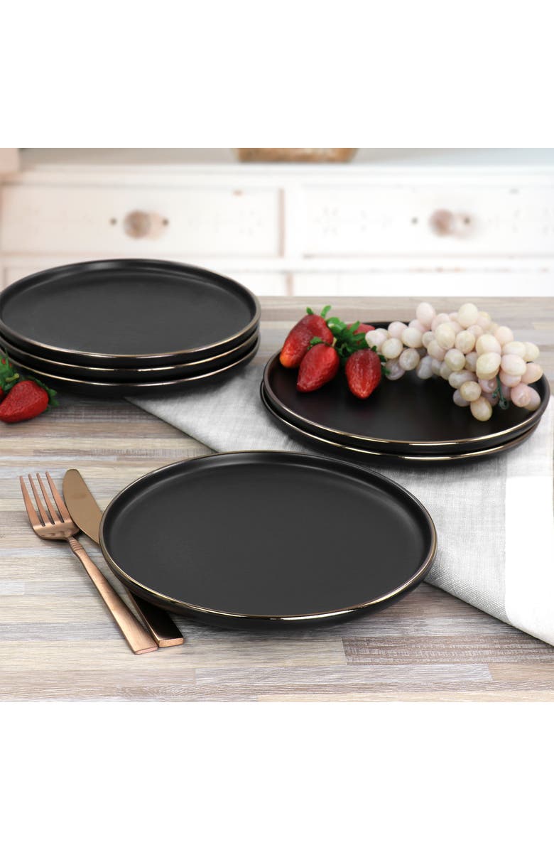 Elama Paul 6 Piece Stoneware Salad Plate Set, Alternate, color, Black
