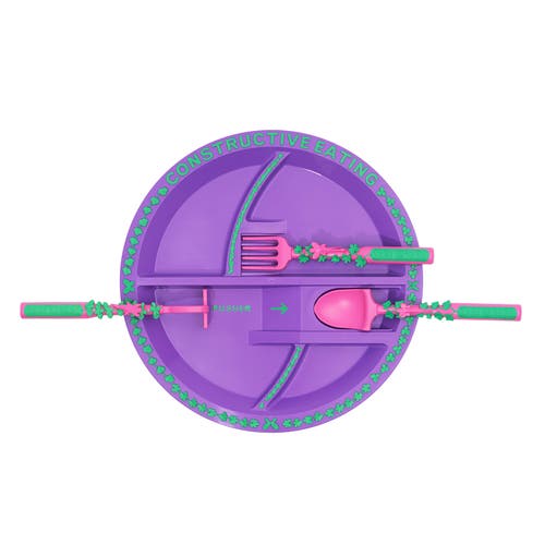 Constructive Eating Utensil And Divided Plate Set For Kids And Toddlers