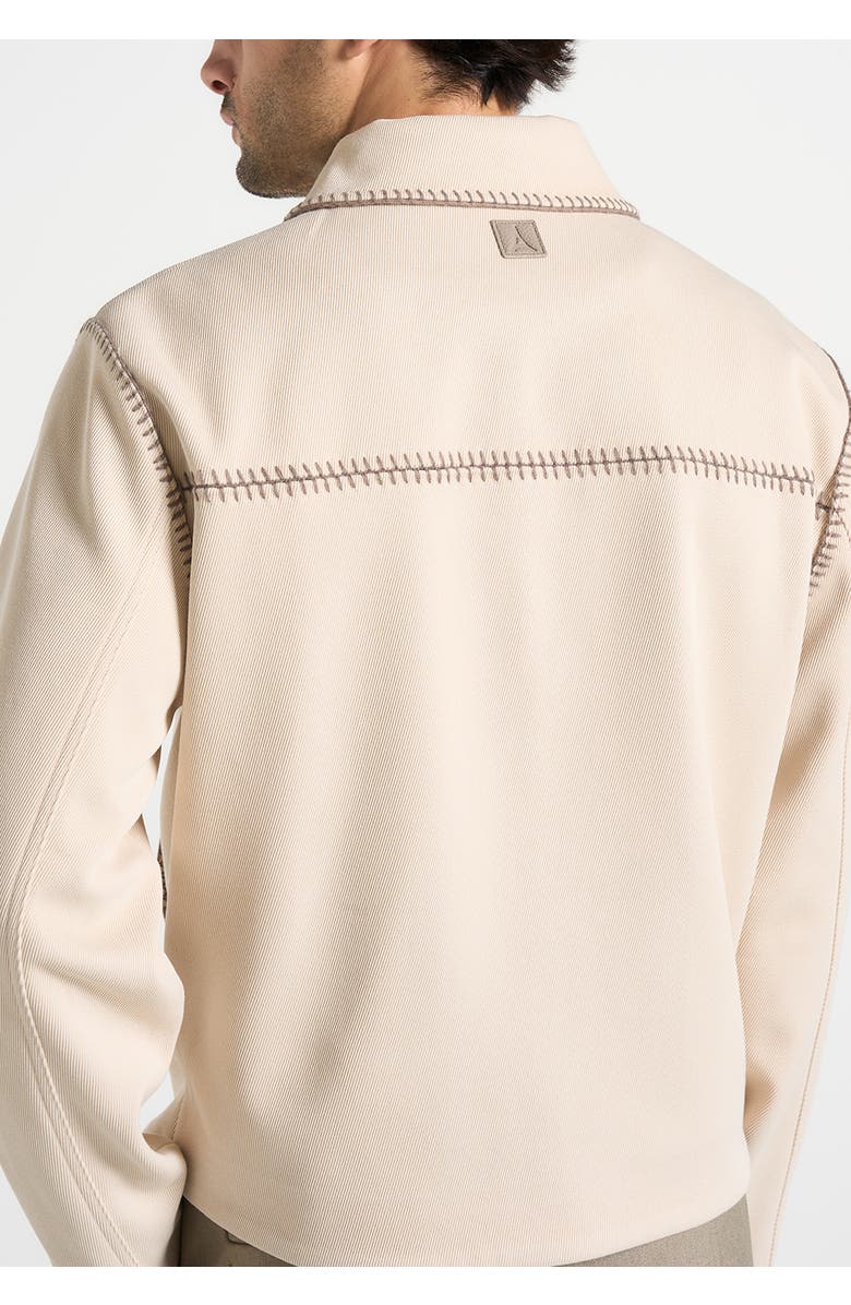 Manière De Voir Alex Whipstitch Twill Boxy Jacket, Alternate, color, Cream