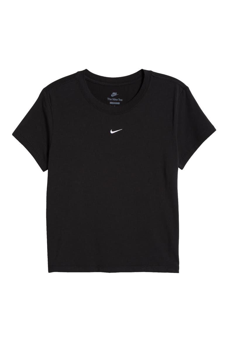 Sportswear Club Chill Knit Mod Crop T-Shirt, Alternate, color, BLACK/ WHITE