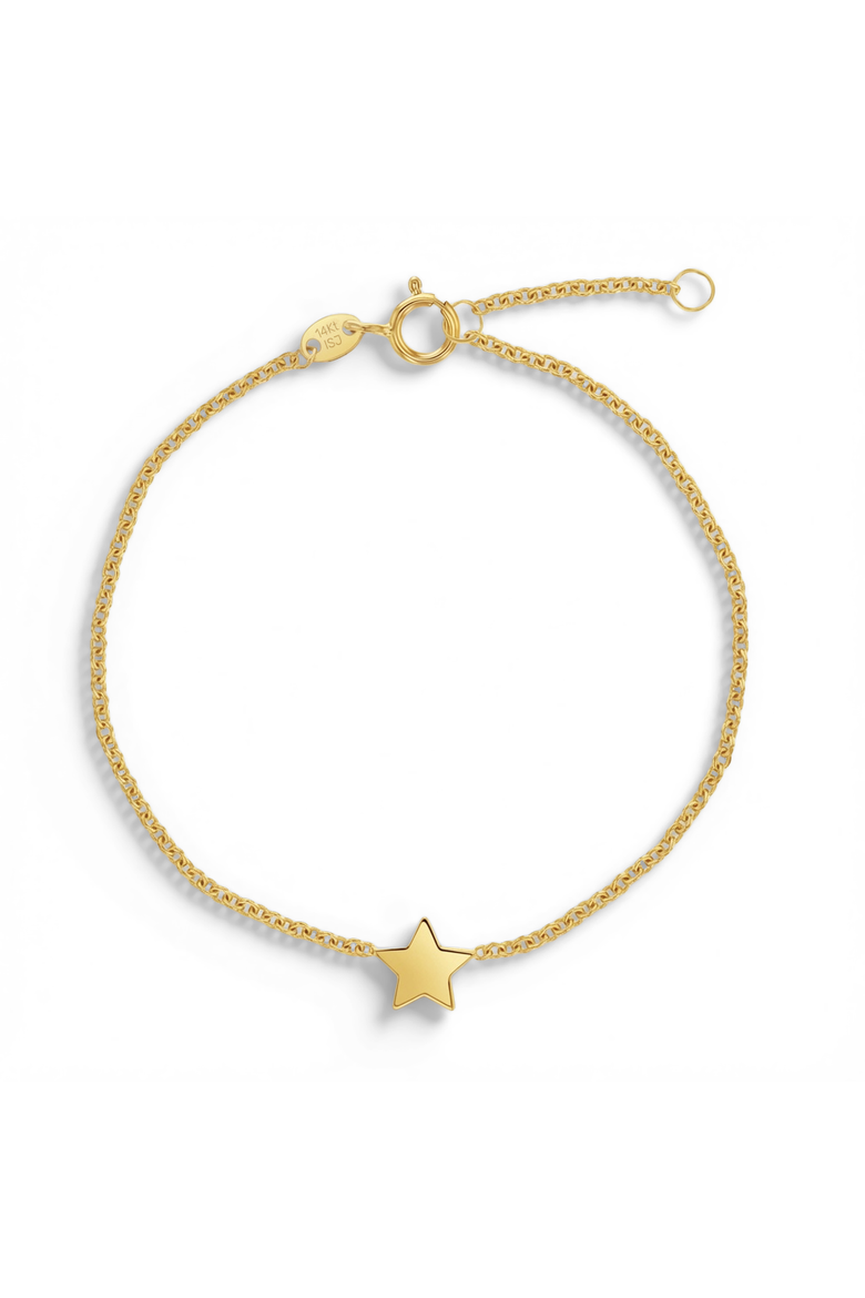14k Polished Star Bracelet, Main, color, Gold