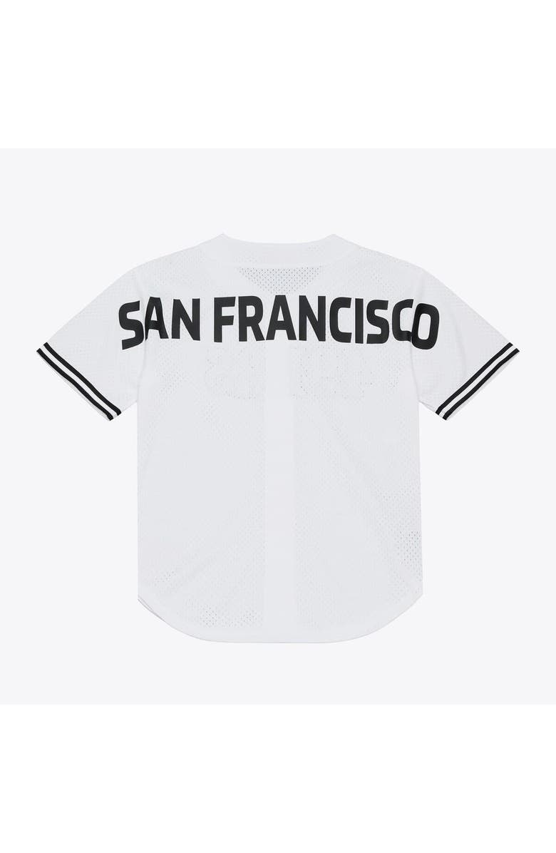 Mitchell & Ness Men's Mitchell & Ness White San Francisco 49ers Monochrome Mesh Full-Button Baseball Jersey, Alternate, color, White