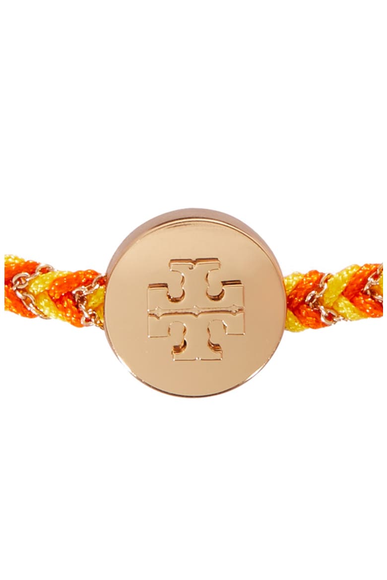 Kira Braided Charm Bracelet, Alternate, color, TORY GOLD/GOLDFINCH/ORANGE
