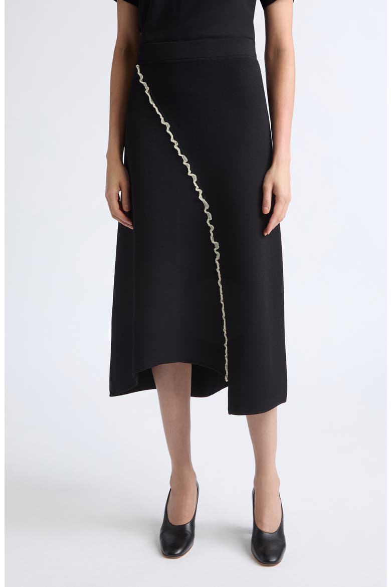 Felix Asymmetric Ruffle Trim Skirt, Main, color, BLACK
