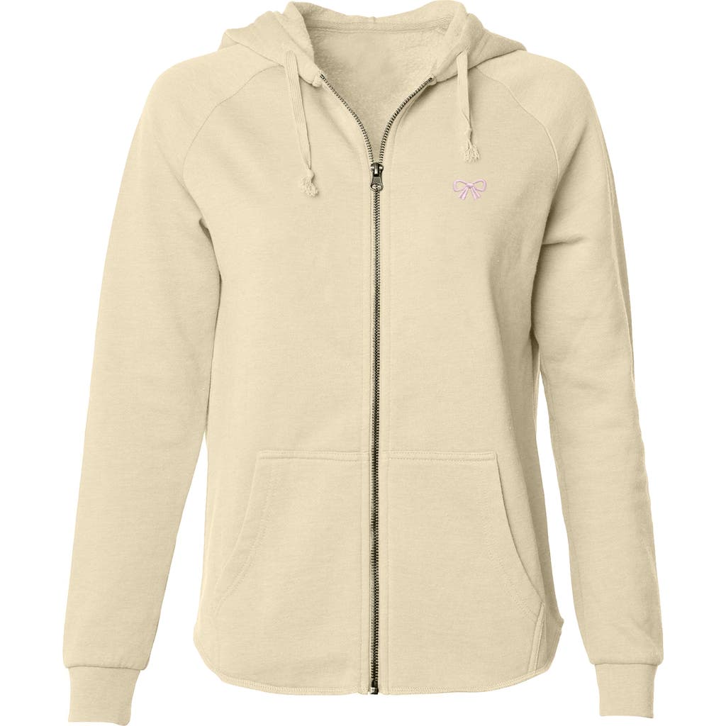 Dalix Bow Fleece Zip Hoodie In Brown