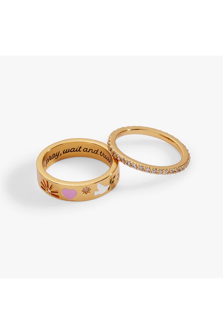 'Pray, Wait and Trust' Ring Set of 2, Main, color, Gold