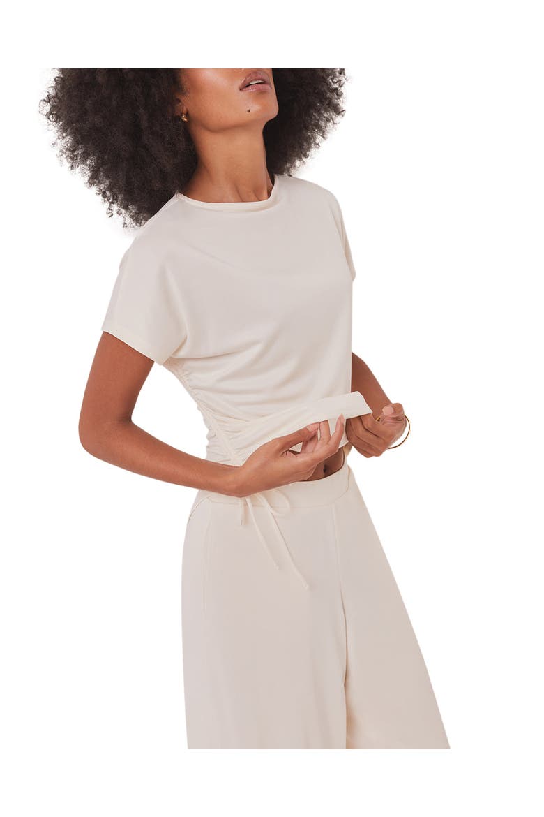 Jersey Ruched Tie Detail Top, Main, color, Ivory