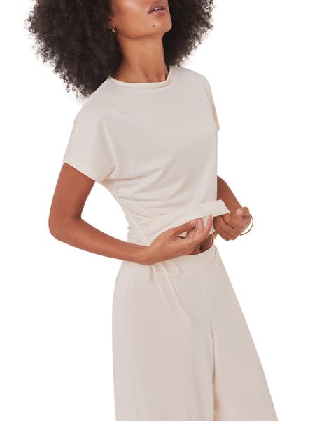 Jersey Ruched Tie Detail Top