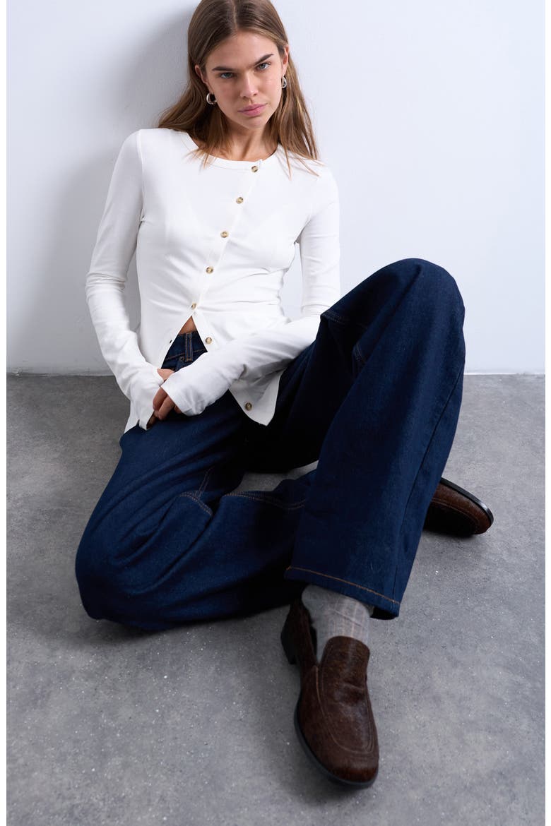 Asymmetric Button Front Top, Alternate, color, IVORY