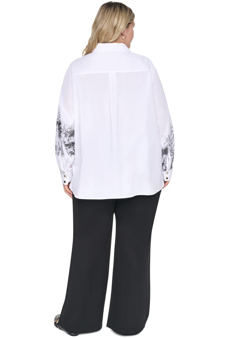 Paris Scene Cotton Button Down Shirt, Alternate, color, WHITE