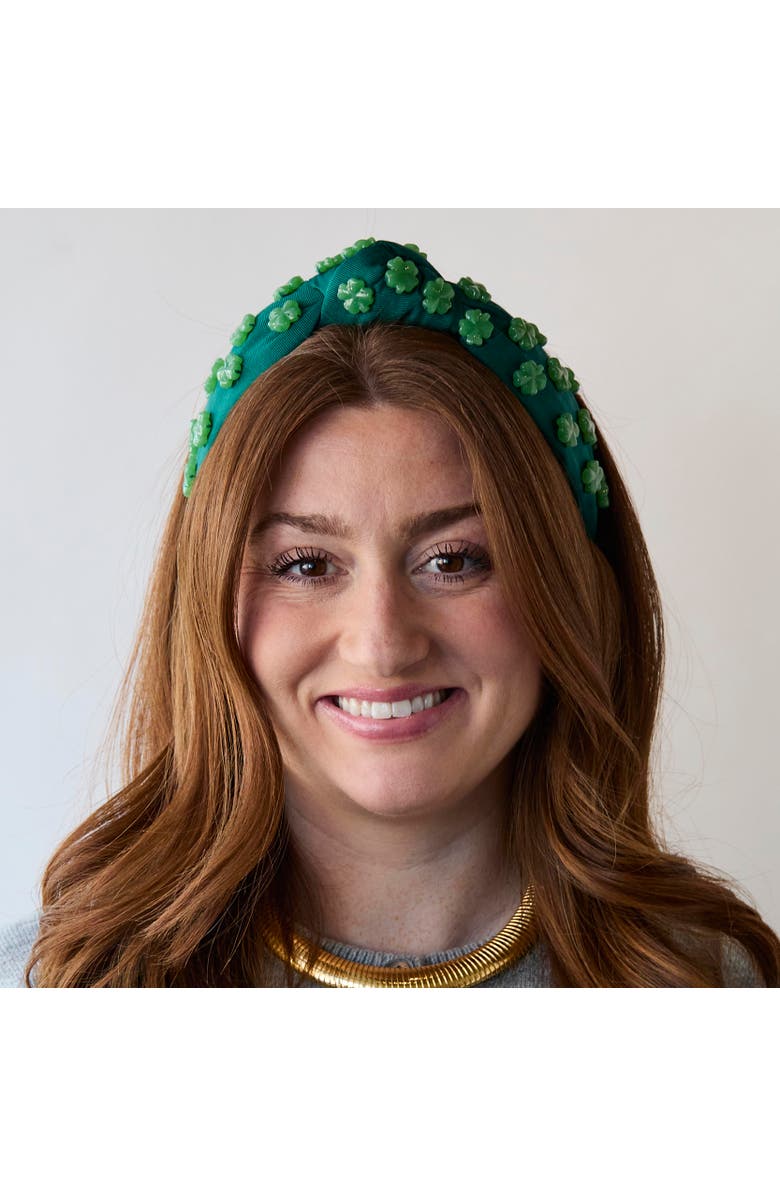 Lele Sadoughi Knotted Lucky Clover Headband, Alternate, color, Green