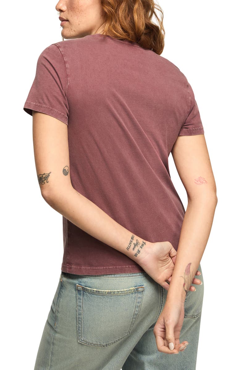 Lucky Brand Rolling Stones Lace Hot Lips Graphic T-Shirt, Alternate, color, Rustic Wine