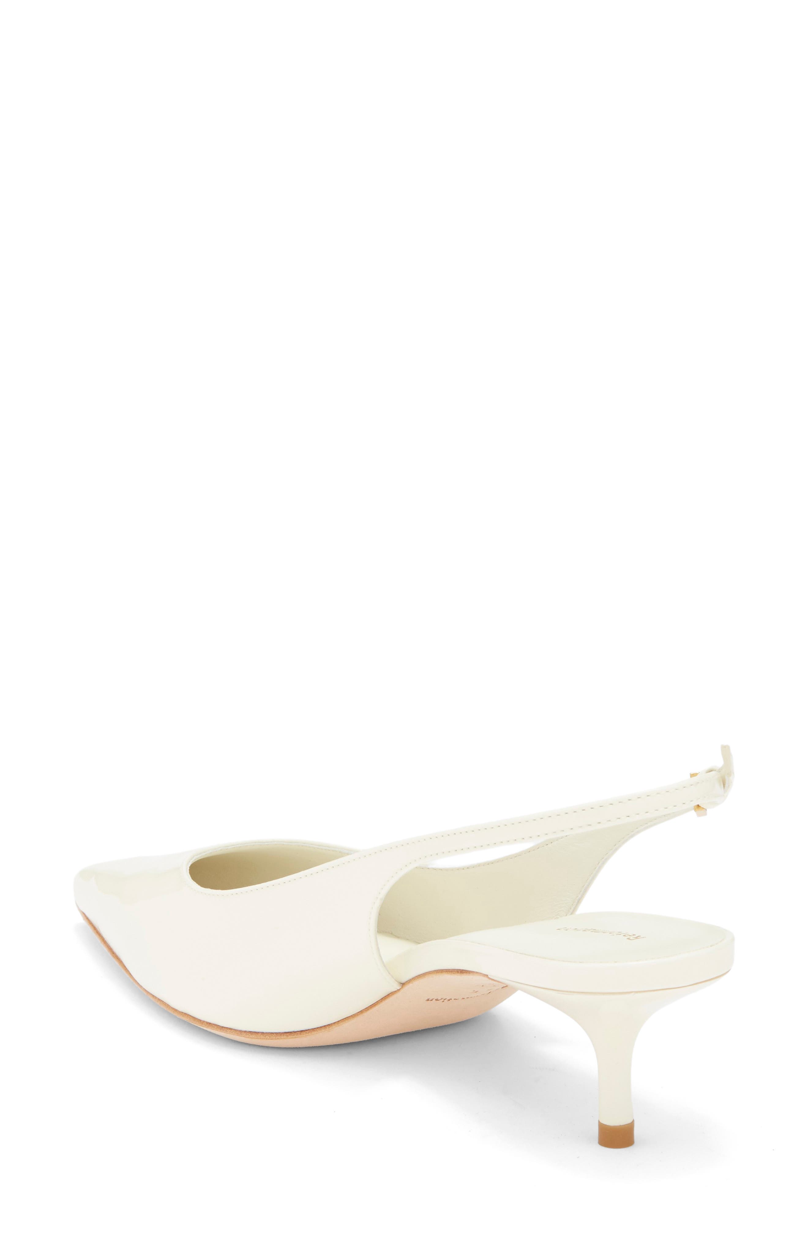 Reformation Wrenley Pointed Toe Slingback Pump, Alternate, color, White Patent