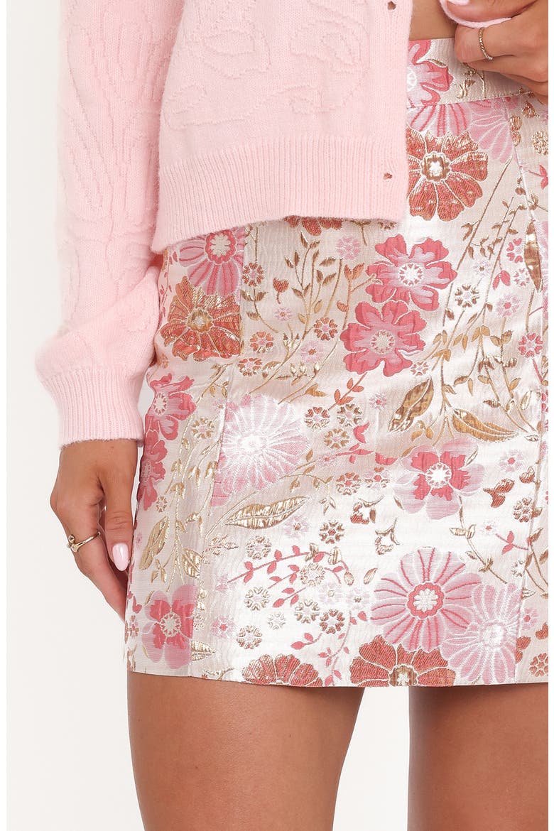 Myah Floral Brocade Miniskirt, Alternate, color, PINK FLORAL